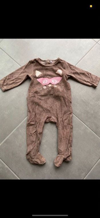 Pyjama velours Chat fille 18 mois