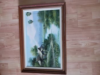 tableau cadre bois et doré peinture à l'huile Charkid 65 x 44 cm