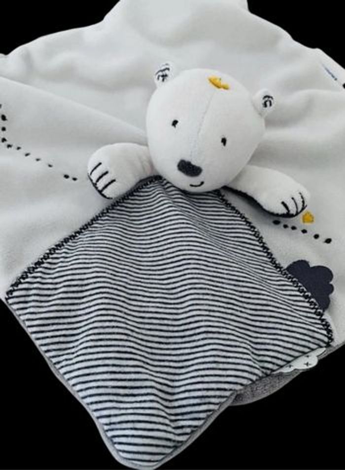 ❤️B5287 Doudou Plat Ours Sam Couronne Blanc Bleu Noukie's Noukies - photo numéro 2