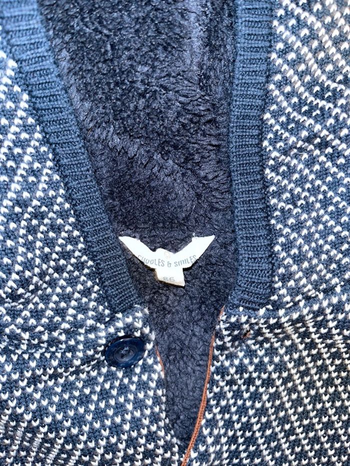 Gilet Chiné marine et blanc doublé 86 cm/2ans - photo numéro 3