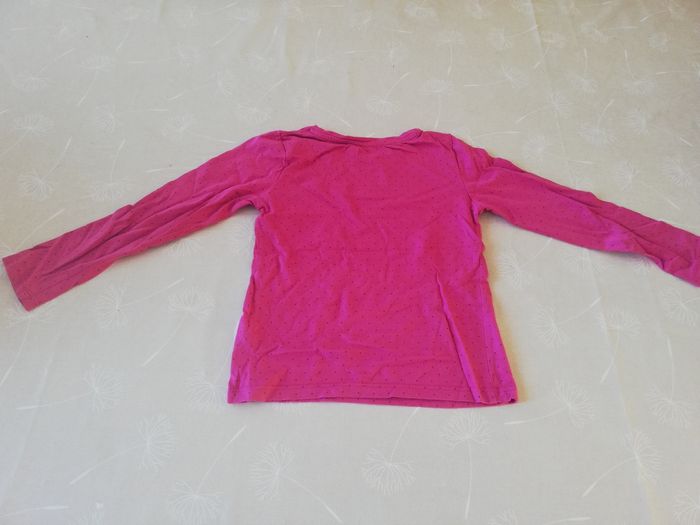 Tee shirt ou maillot de corps manches longues rose à pois noir Tex 3/4 ans neuf - photo numéro 3