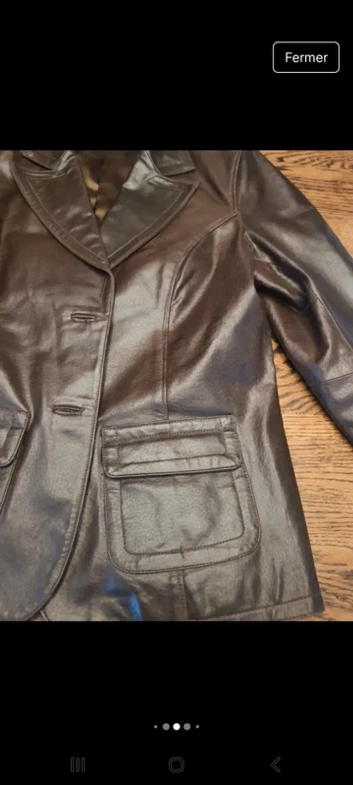 Veste Blazer en cuir Marron Etam fr 44 be 42 - photo numéro 14