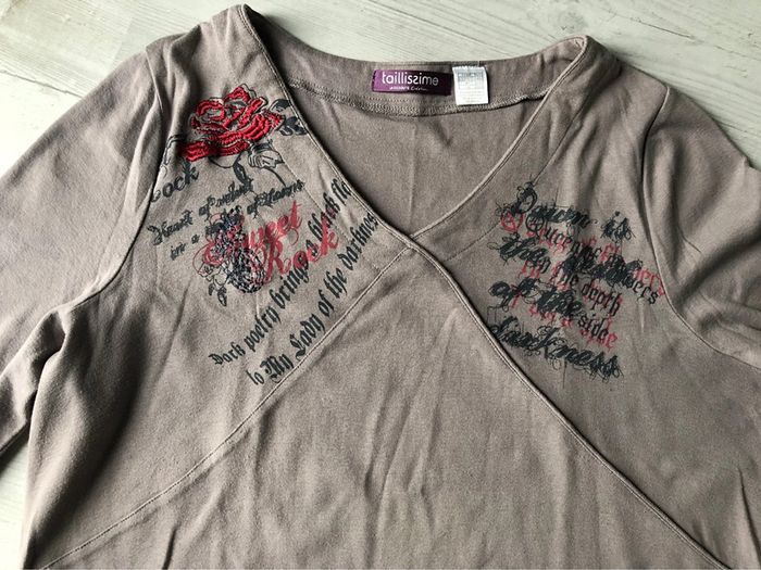 AN36- Blouse taupe fantaisie T 50-52 - photo numéro 5
