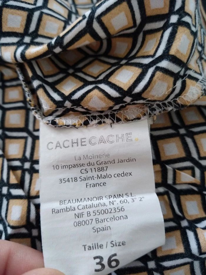 Blouse manches 3quart cache cache moutarde a carreaux taille 36 - photo numéro 4