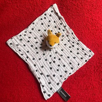 🇫🇷 Orchestra doudou renard rouille orange lange blanc pois noir Neuf jamais servi 