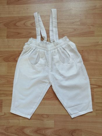 Pantalon à bretelle blanc mixte Z 6 mois