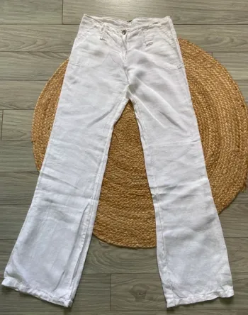 Pantalon femme blanc crème Taille S/M