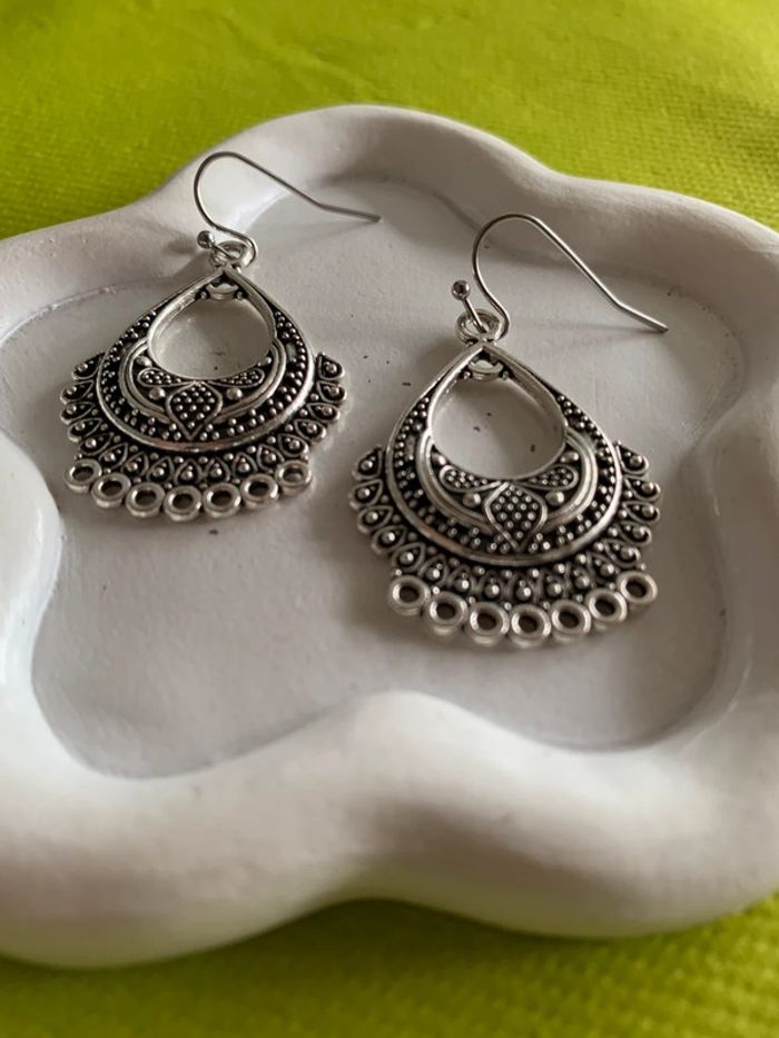 Boucles d’oreilles bohémiennes en alliage argenté - photo numéro 5