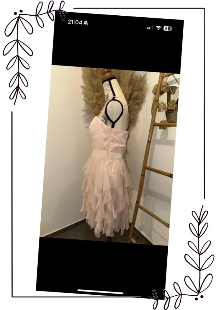 Robe habillée en tulle chic rose poudrée - photo numéro 3