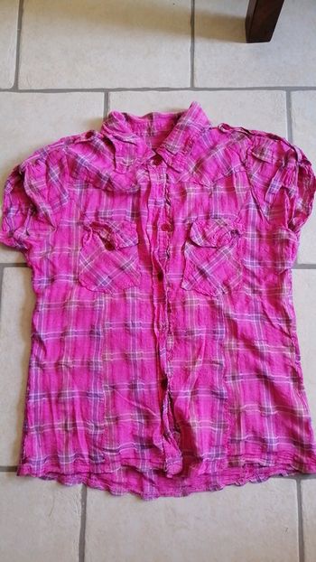 Chemisier effet froissé rose