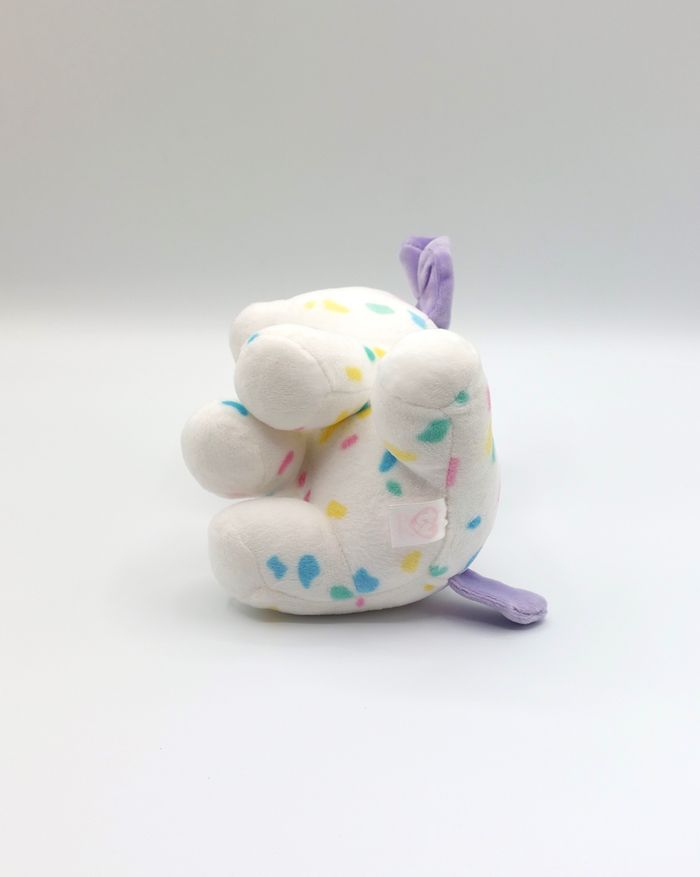 Peluche douce doudou chien TY blanc mauve violet confettis multicolores 16 cm - photo numéro 5