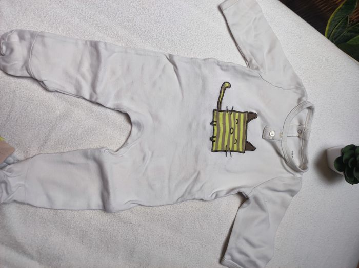 Pyjama été blanc motif chat mixte -  Taille 3 mois - Vertbaudet - photo numéro 2