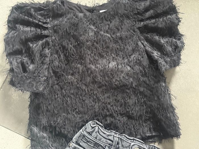 Ensemble Zara 6 ans tbe jupe en jean + top à franges - photo numéro 3