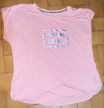 Tshirt rose écrit positive energy argenté taille xl