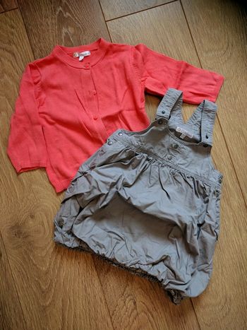 Ensemble robe beige + gilet orange Kitchoun - 18 mois
