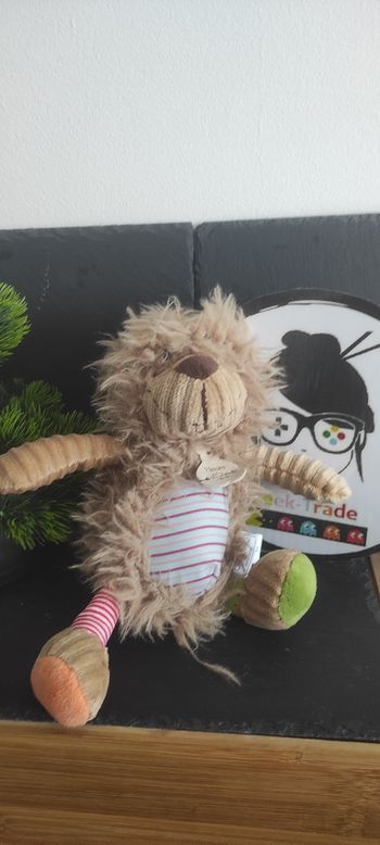 Doudou lion beige bleu rouge vert rayé Histoire D'ours Ho2652 Artychou Peluche