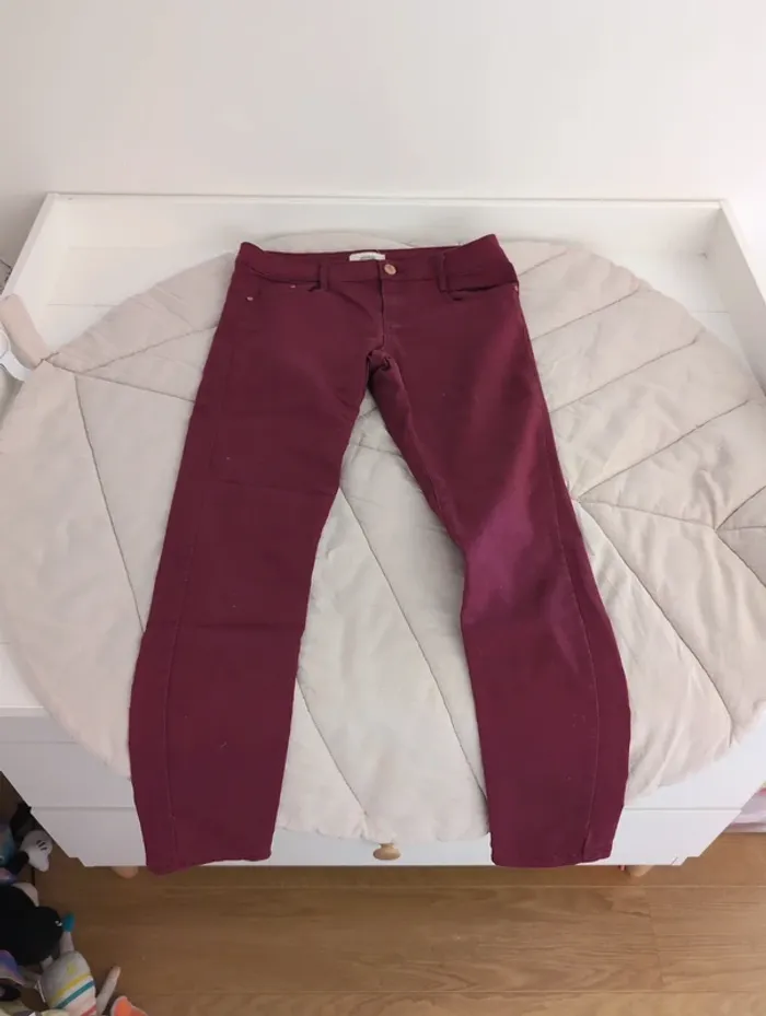 Jean bordeaux femme pinkie
