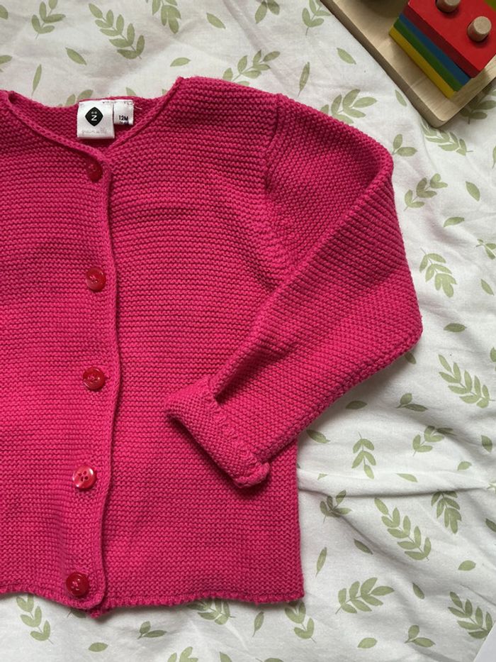 gilet chaud rose grain de blé 12 mois - photo numéro 4