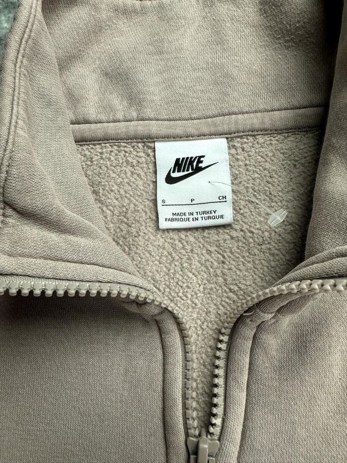 Pull Sweat col zippé Nike Swoosh brodé, beige, taille S - photo numéro 3