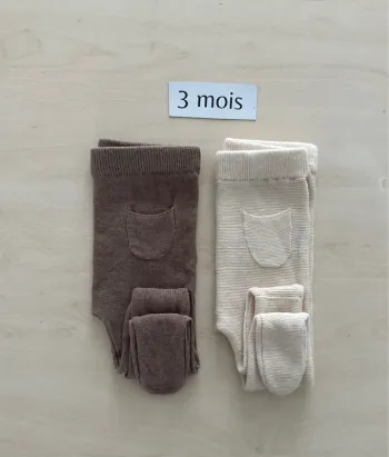 2 bas avec pied Kiabi taille 3 mois 56-62 cm