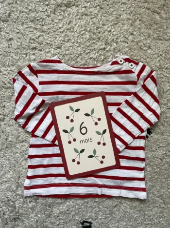 Marinière bout chou bio 6 mois rouge