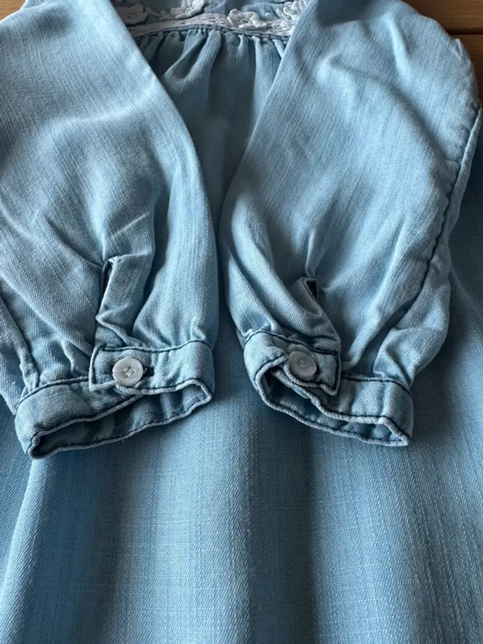 Robe ML en jeans avec fleurs brodées blanches - Taille 3 Ans - photo numéro 7