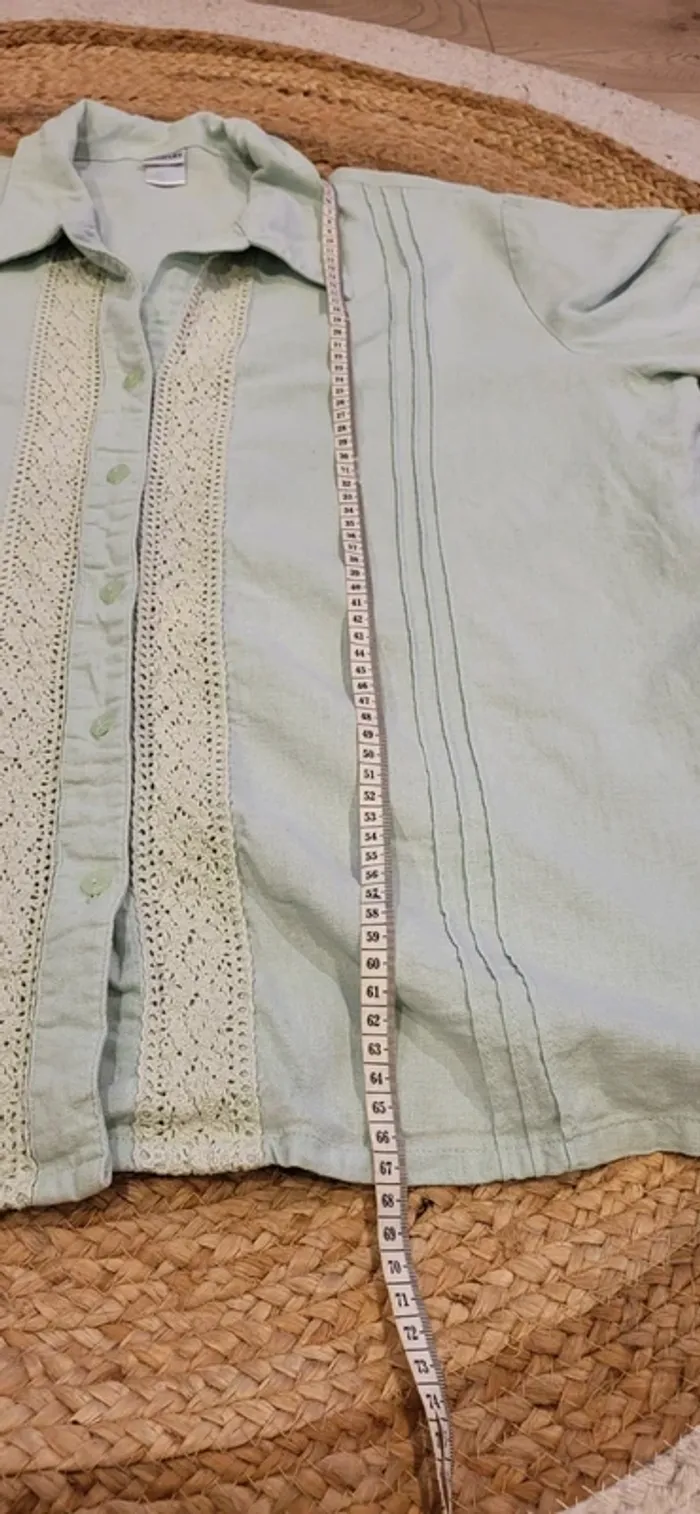 Chemise légère Damart brodée - Taille 52 - Vert pastel - Très bon état - photo numéro 10