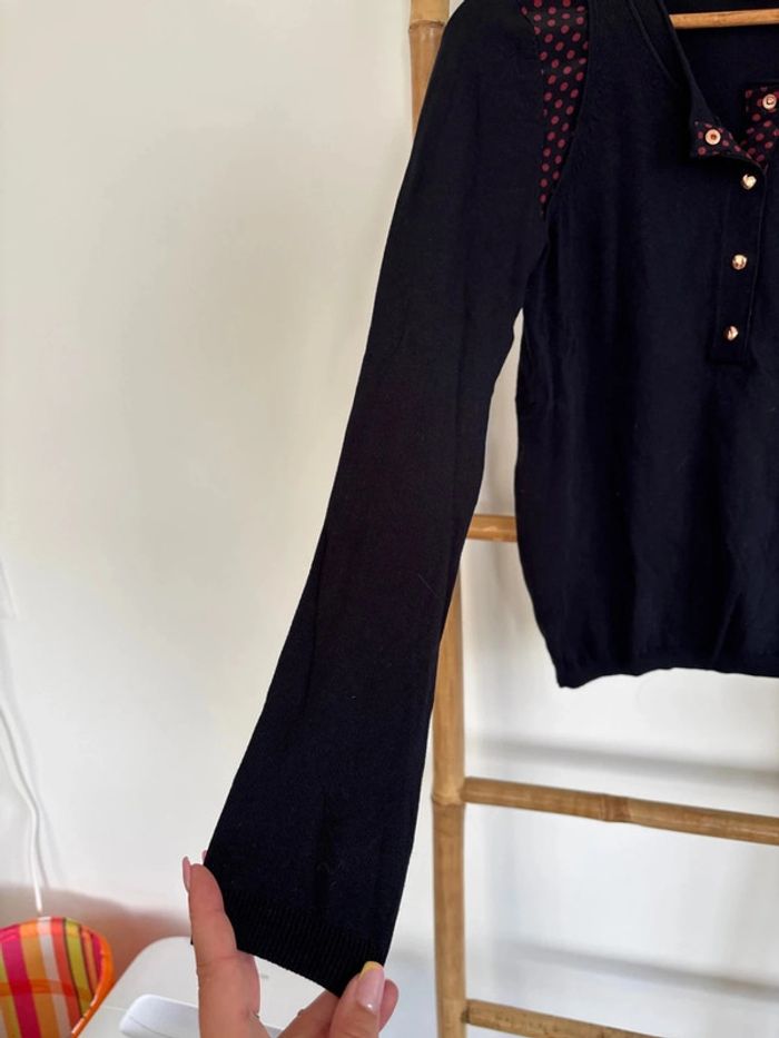 Pull noir très léger à pois rouges Kookai taille XS/34 - photo numéro 5