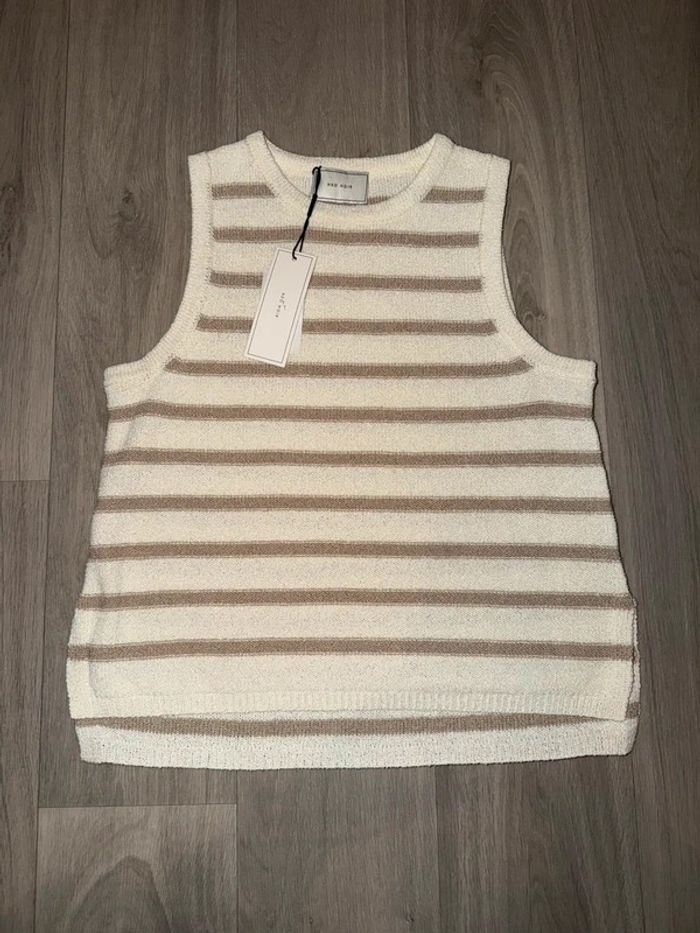 Pull sans manches rayé Naf Naf – taille XS / 34 – neuf avec étiquette - photo numéro 1