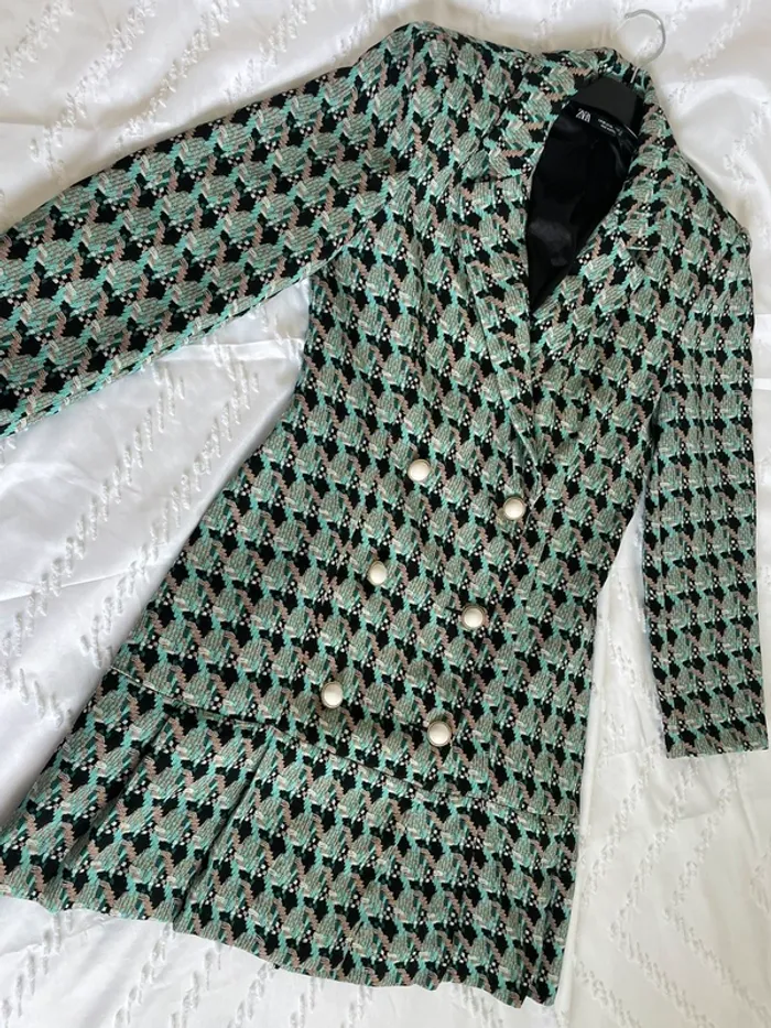 Robe veste blazer tailleur Zara imprimé tweed taille XS - photo numéro 19