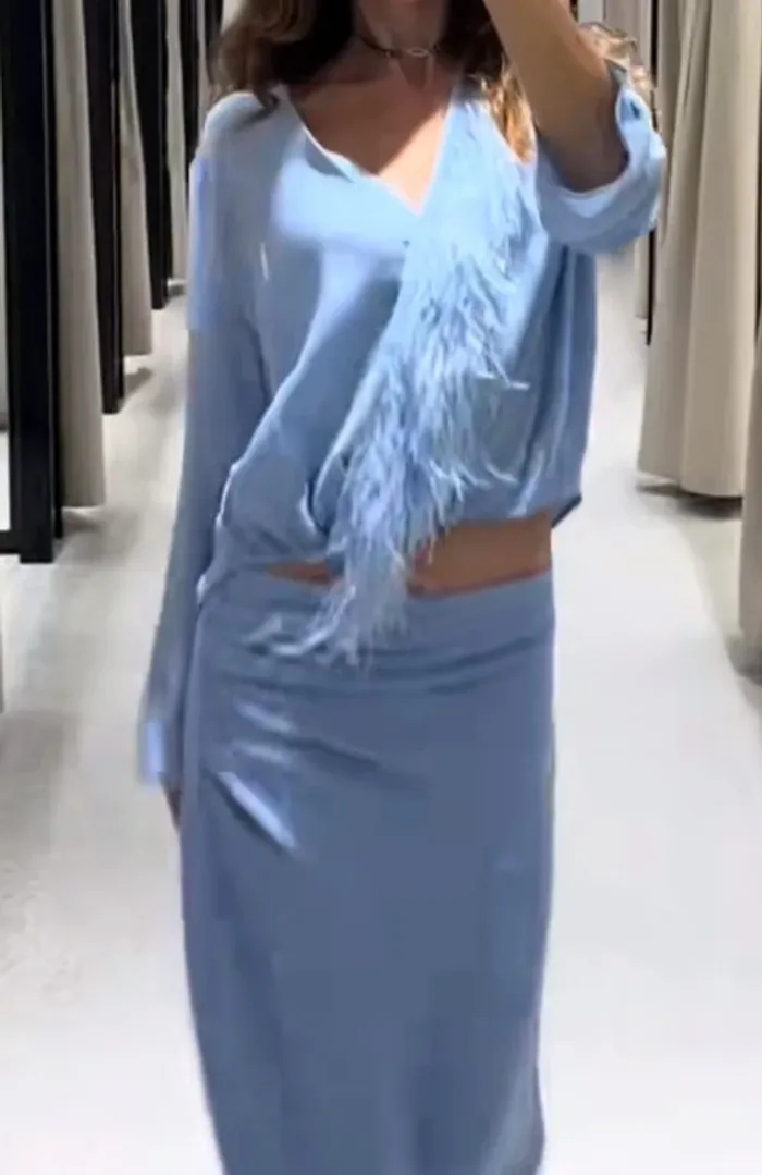 Belle blouse à plumes Zara à XL - photo numéro 7