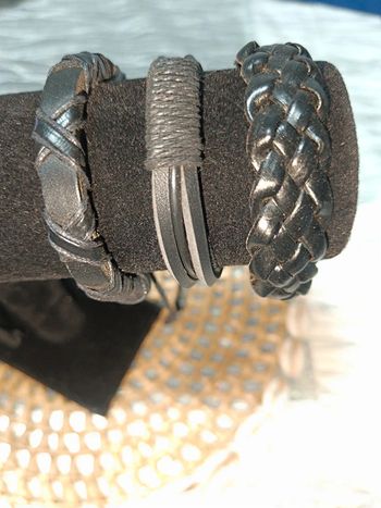 Bracelet en cuir Tressé Noir🖤 X3