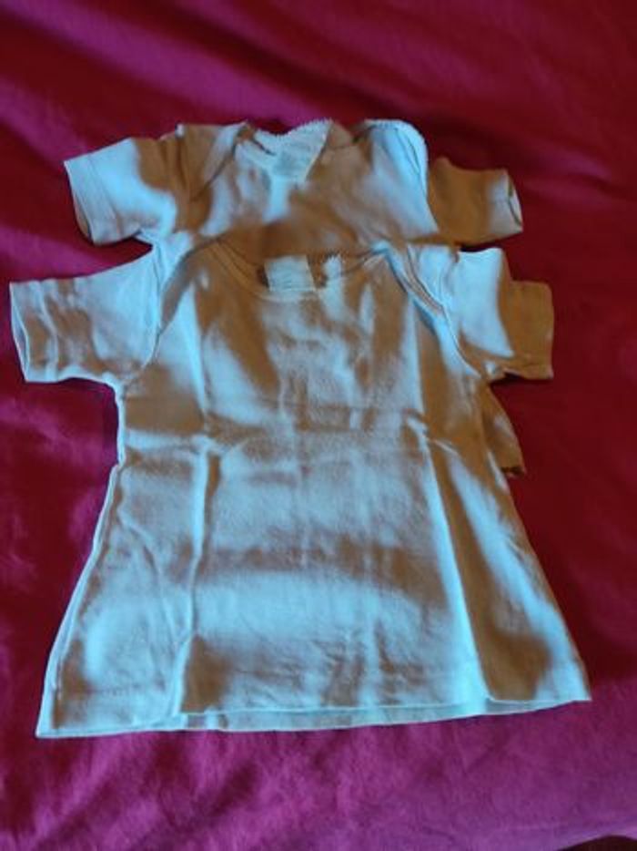 lot 2 tee shirt blanc petit bateau 6 mois