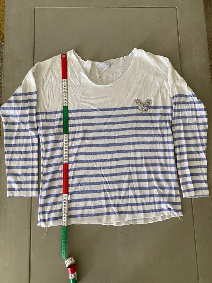 Marinière blanche et bleue ciel avec Mickey en strass Allen&Jo taille 38/40 - photo numéro 13