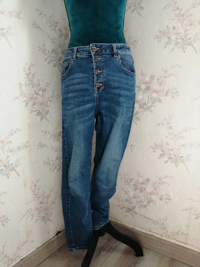 Jeans skinny bleu taille haute fermeture boutons / don't call me jennyfer / (44) - photo numéro 2