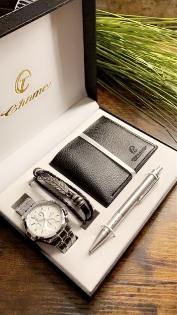 Magnifique coffret cadeau montre Quartz homme Silver