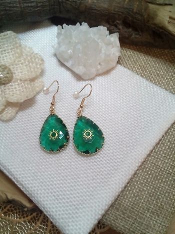 Boucles d'oreilles bohèmes vertes