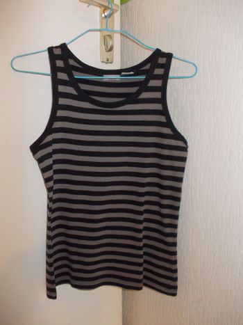 Joli débardeur fille 13/14 ans (156) La Redoute Teens rayé noir/gris très bon état