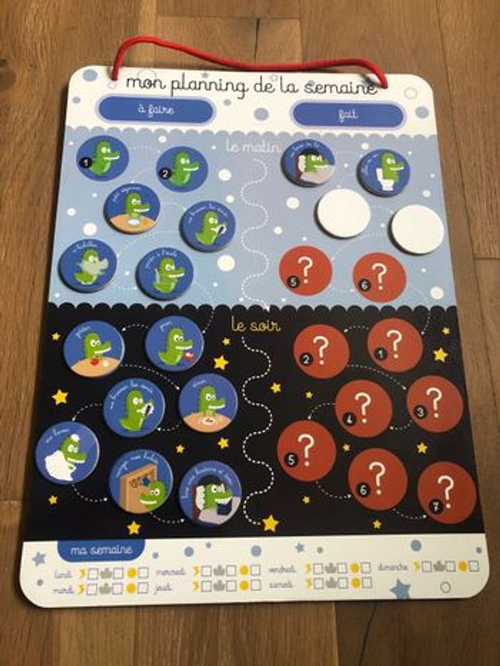 Tableau de routines matin et soir météo semaine enfant en bois et ...