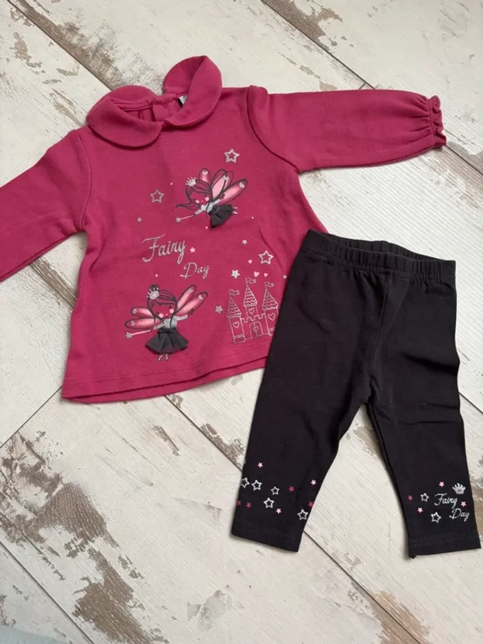 Ensemble rose et gris foncé thème fées 3 mois - photo numéro 2