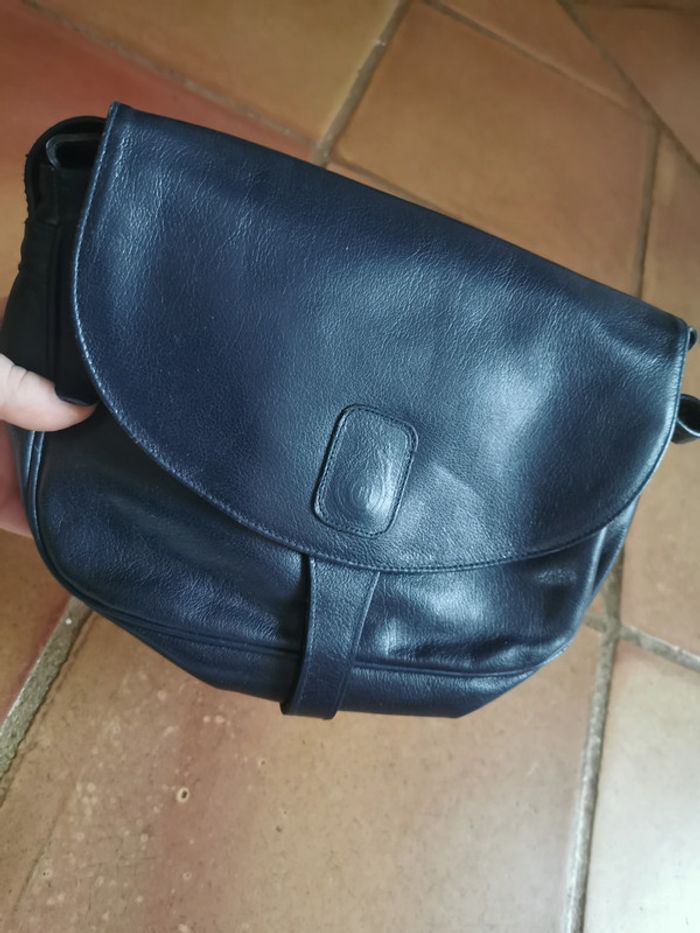Sac à bandoulière en cuir bleu marine ancien