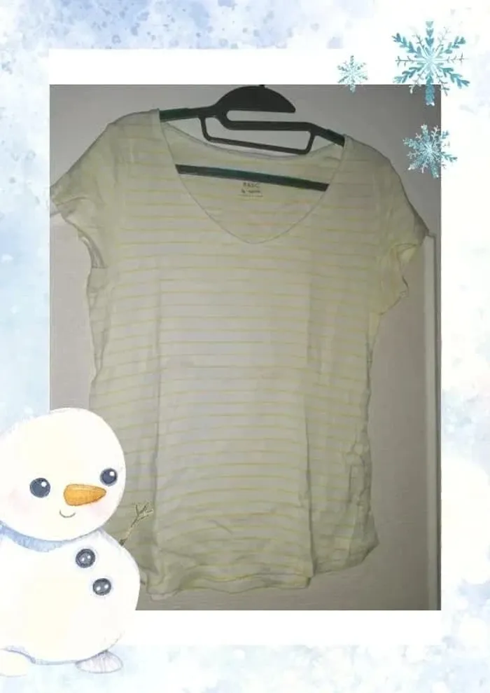 T shirt rayé jaune blanc
