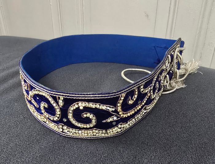Ceinture caftan takchita bleu roi avec strass - photo numéro 2