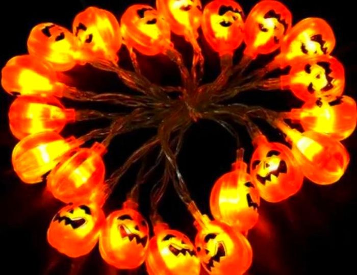 Lot 3 Guirlandes citrouilles lumineuses 2 mètres, Halloween 20 LED, extérieure et intérieure Fonctio