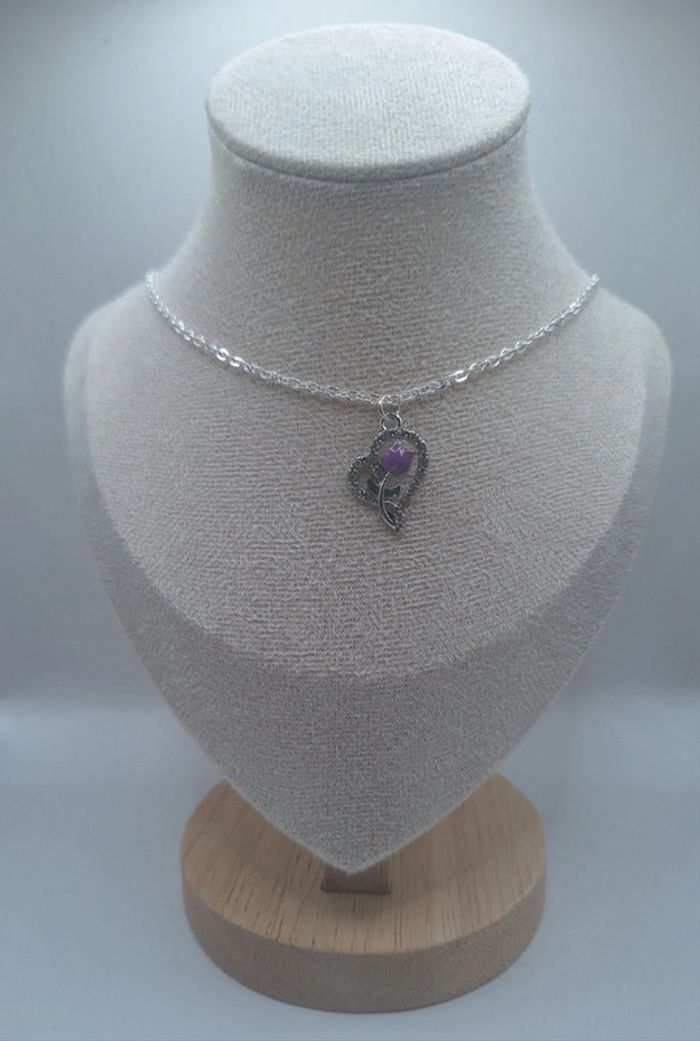 Collier cœur avec sa rose