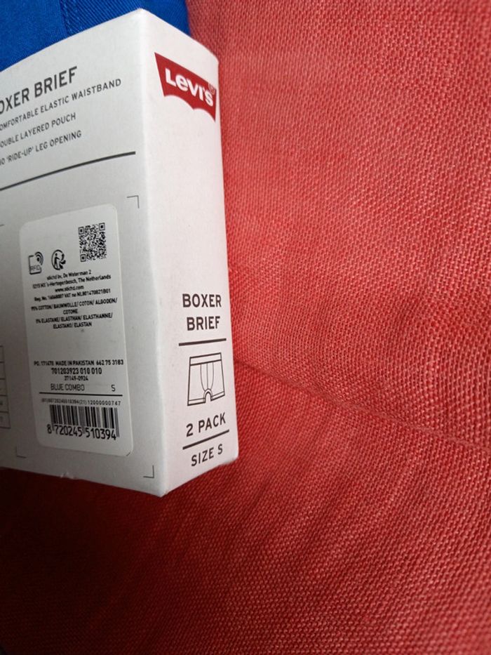 2 boxers Levi's taille S coloris marine et bleu en coton organique responsable - photo numéro 4
