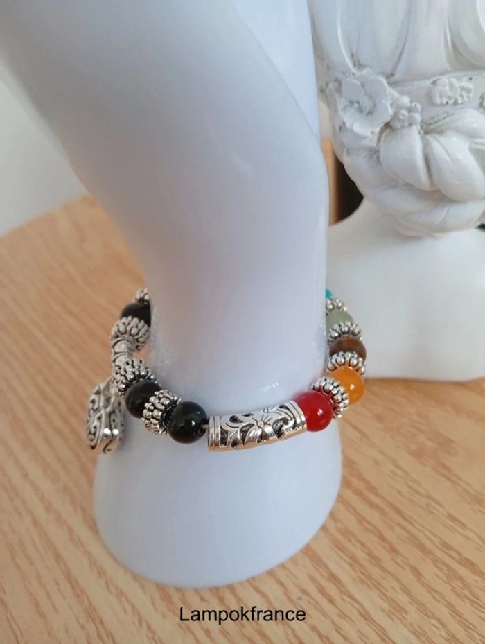 Bracelet en perles colorées 7 chakras coeur amour 💖 cadeaux d'anniversaire - photo numéro 2