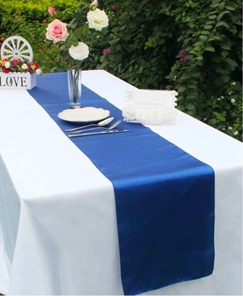 Chemin de table satiné bleu 