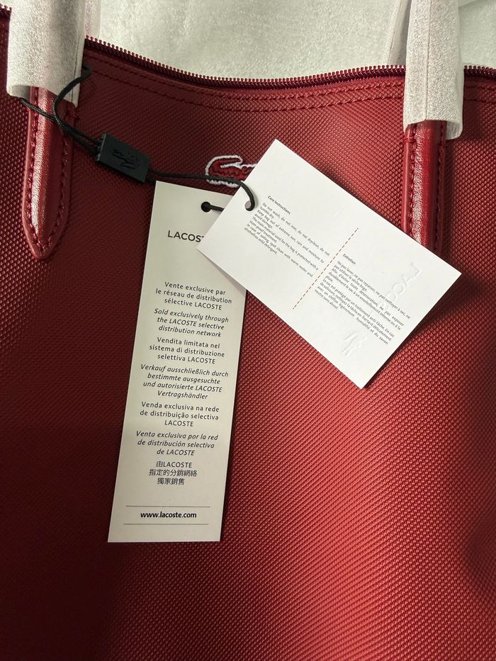 Petit Sac a main Lacoste rouge cabas a fermeture - photo numéro 7