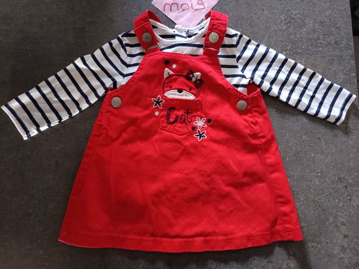 Ensemble robe salopette chat 12 mois - photo numéro 2